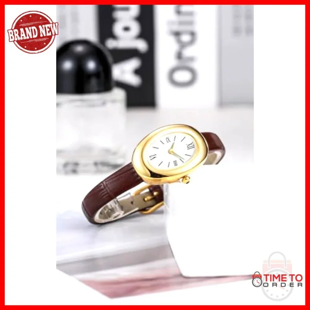 Elegant Gold-Tone Bangle Watch Quartz Movement Minimal Chic Wristwatch
